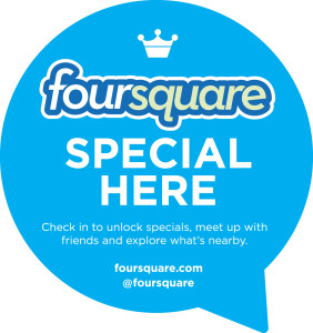 Check-in auf Foursquare und entdecke unsere Specials