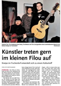 Leine-Zeitung über das Konzert von Tim Loud unf Tim Holehouse 2014